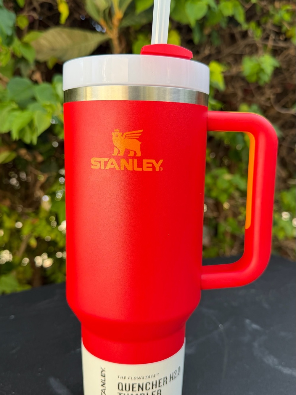 Stanley Red Insulated Tumbler with Handle and Straw